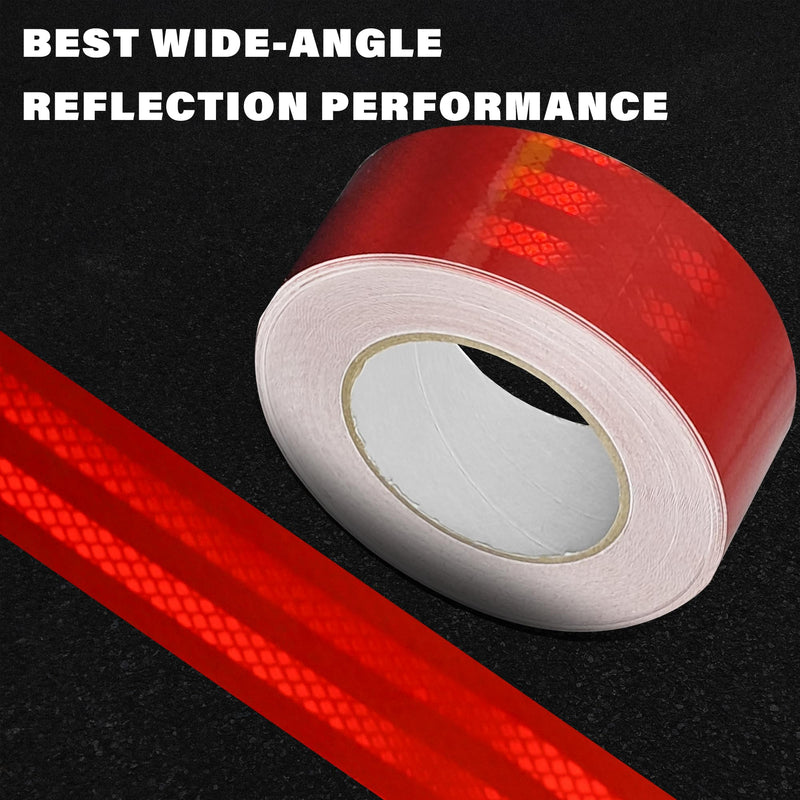 SWRT 2 Inch X 30 FT Reflective Tape Outdoor Waterproof DOT-C2 Fade Resistant Red Reflective Tape Strong Adhesive Safety Warning Tape Reflector Conspicuity Tape for Trailer Trucks Bikes 2IN x 30FT