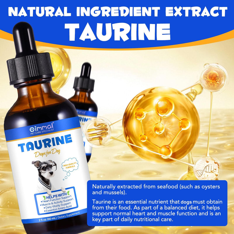 Taurine for Dogs, Taurine Liquid Supplement for Dogs, Daily Amino Acid Support for Heart Health, Vision & Immune Support, 2 FL OZ