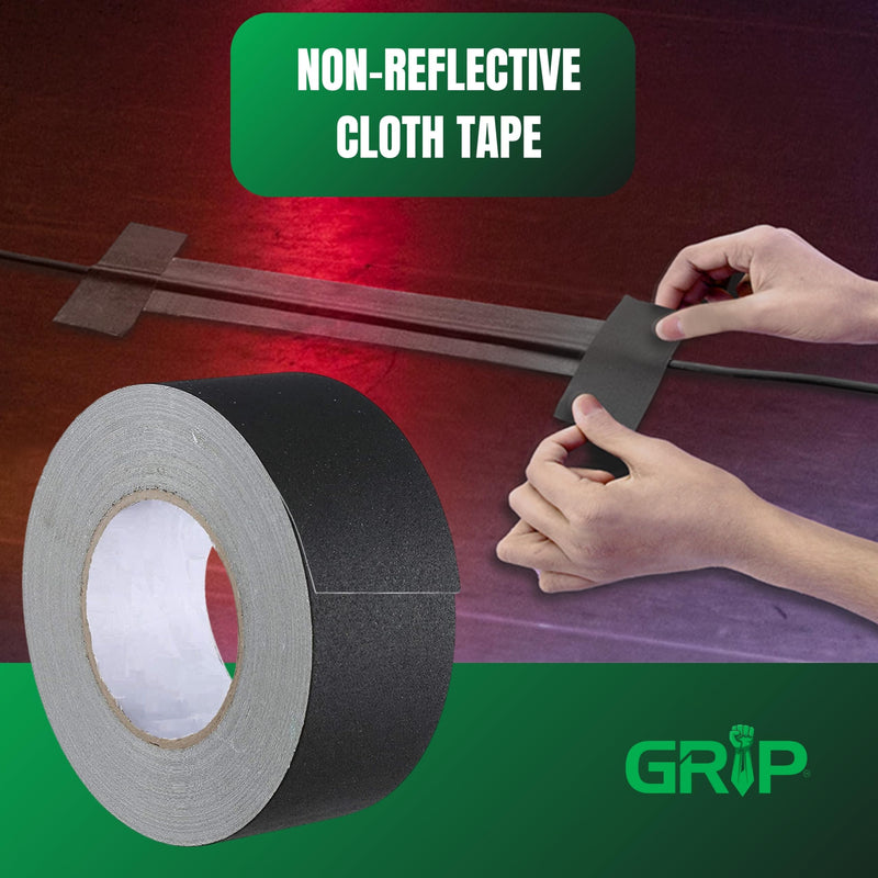 GRIP Premium Grade Non-Reflective Gaffer Tape | Heavy Duty, Matte Black, Residue-Free, Ideal for Photography, Stage, Film, Cable Management, Floors (1, Black, 2" x 32 Yards) 1
