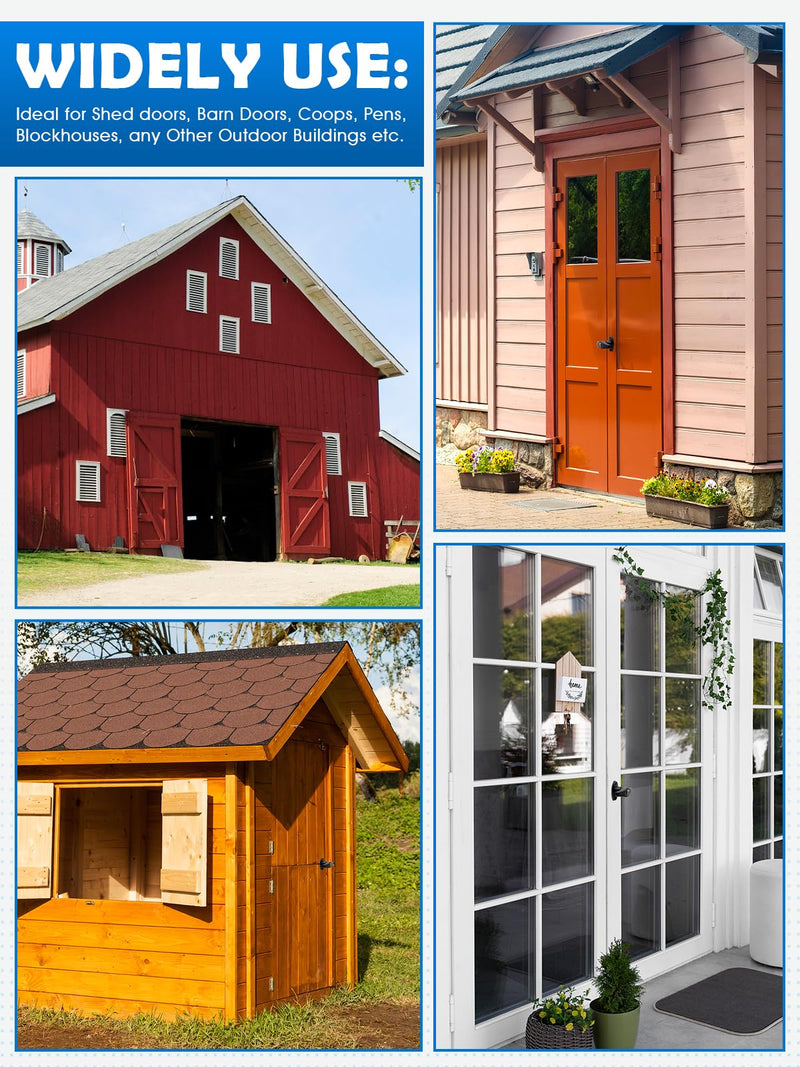 Shed Door T-Handle Lock Latch Kit 5-1/2" Stem 4 Keys, 6in Spring Loaded Gate Pin Bolt Latch, Shed Barn Coop Storage Door T-Lock Set - 1 Lock+2 Latch Lock 5-1/2" + Latch 6in