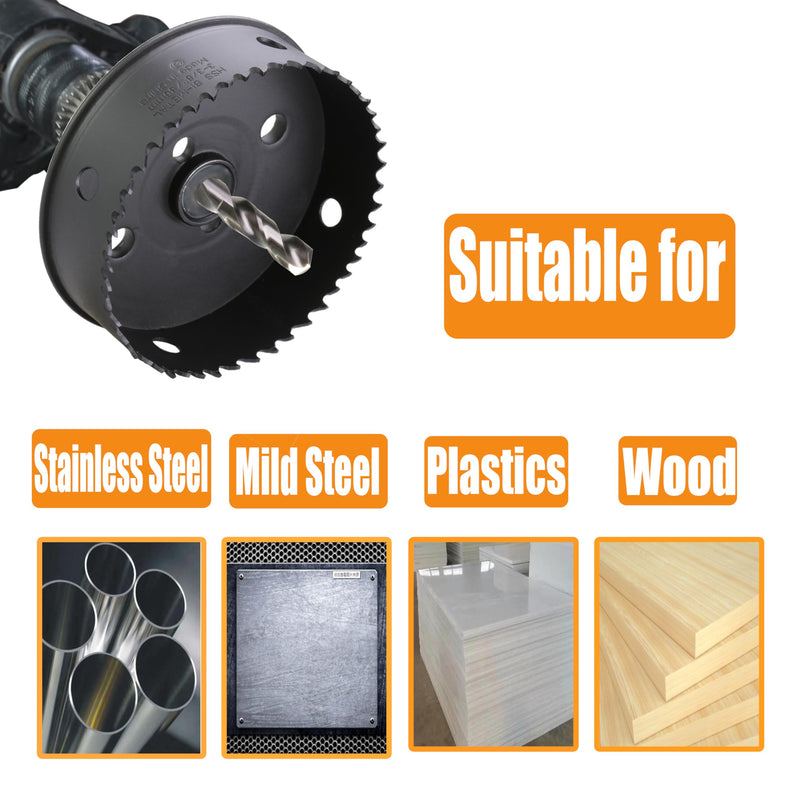 7/8″, 1-1/8″, 1-3/8″ Thin-Wall HSS Bi Metal Hole Saw Cutter Sheet Steel Hole Saw for Impact Driver Plastics Sheet Metal Wood Stainless Steel QHSS-3A