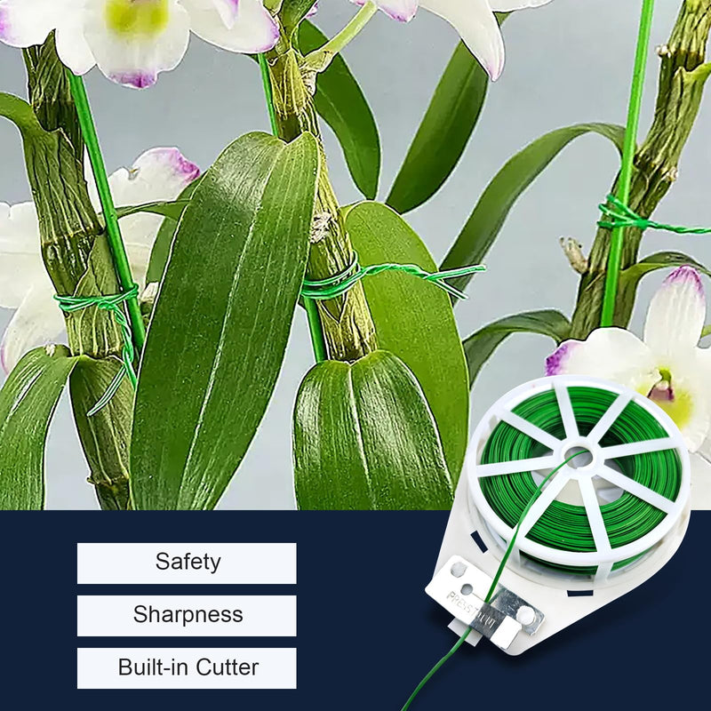 2 Reels 246 Feet (75m) Twist Tie, Green Coated Cable Ties with Cutter, Garden Plant Ties Reusable for Gardening Plants Growth and Care, Indoor Outdoor Home and Office Use