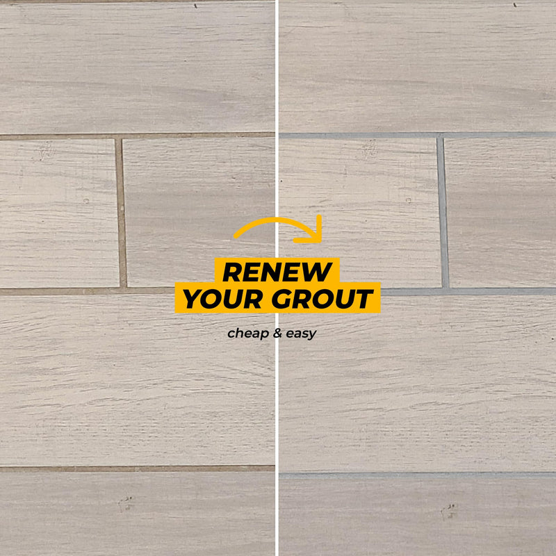 Pentausa Premixed Acrylic Sanded Tile Grout Repair Kit - Ready to Use Grout Renew Filler for Bathroom, Shower, & Kitchen Tile with Grout Removal Tool, Applicator & Sponge, (8.8 Oz - 250gr) (Grey) Grey
