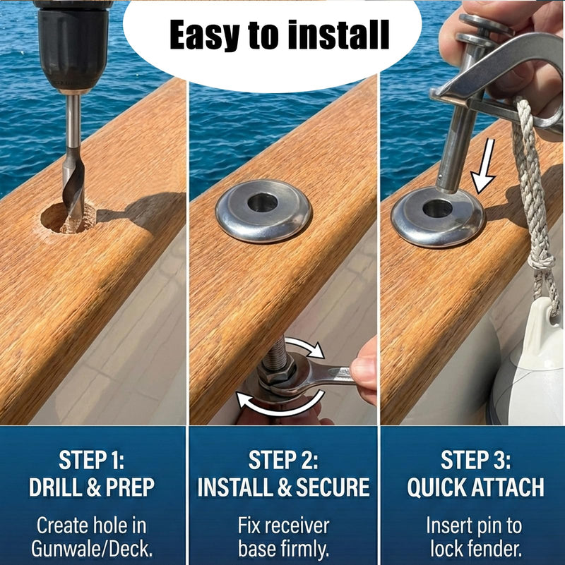 Stainless Stell Quick Release Boat Fender Cleats, Heavy Duty Bumper Hanger | Fit for Pontoons & Yachts，25KN Load Capacity Anti-Rust Docking Hardware
