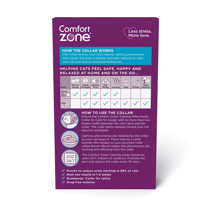 Comfort Zone 2 Pack Cat Calming Pheromone Collar for Cats | De-Stress Your Cat | Helps Cats Feel Safe, Happy, and Calm While Reducing Unwanted Behaviors - PawsPlanet Australia