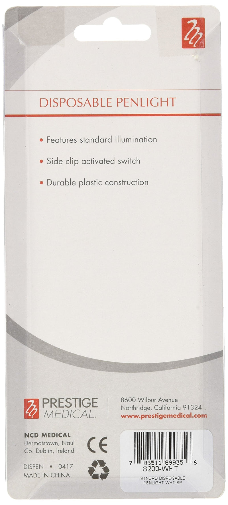 Prestige Medical Standard Disposable Penlight, White, 0.8 Ounce