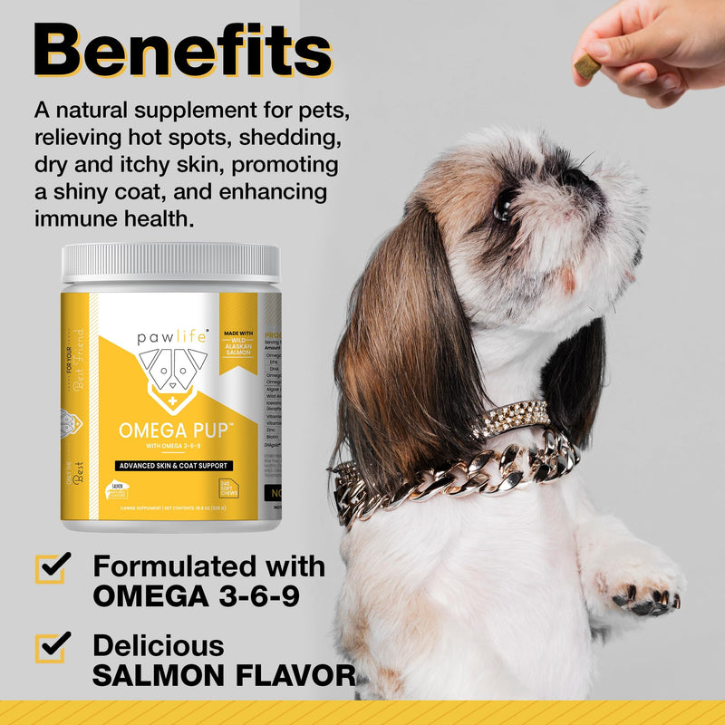 Dog Fish Oil Supplements - 240 Omega 3 Fish Oil Dog Vitamins, Veterinarian Formulated Itching Relief for Dogs, Natural Omega 3 Fish Oil for Dogs, Dog Skin and Coat Supplement (Salmon Flavor) Salmon