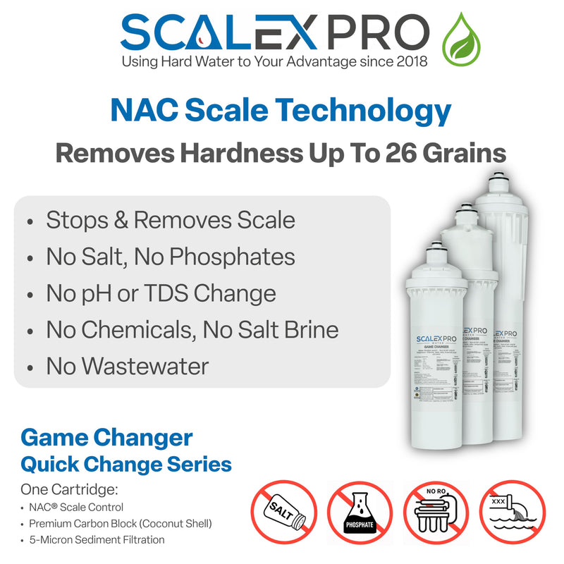 Game Changer 10in Water Filter Replacement – Prevents Limescale, Removes Chlorine & Odors – Fits Most Industry Standard QC Heads – SXP-10GCR – 4000 Gal Capacity