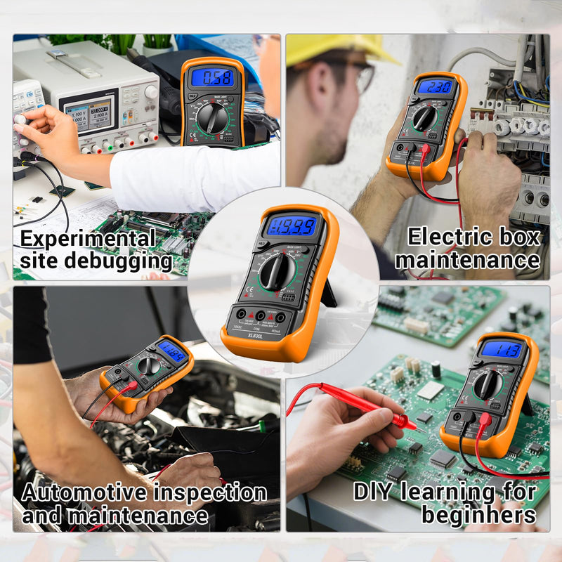 Multimeter with Clamp Meter,4000 Counts Amp Voltmeter & 2000 Counts Multi Tester,AC DC Voltage,Current,Resistance,Capacitance,NCV,Diode, Backlight LCD for Household Outlet Automotive Battery Test