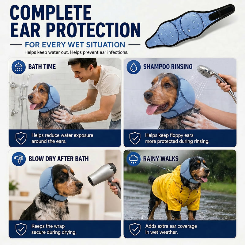 HOFi Waterproof Dog Ear-Covers for Bath: Block 99% of Water from Dog Ears