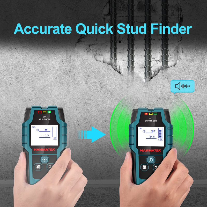HANMATEK Stud Finder Wall Scanner Detector with Pro Smart Sensor, Audio Alarm and HD LCD Display, 5 in 1 Upgrade Wood Exact Mode Stud Finder Tool for The Center Edge of Metal, Studs, AC Wire,Pipe blue
