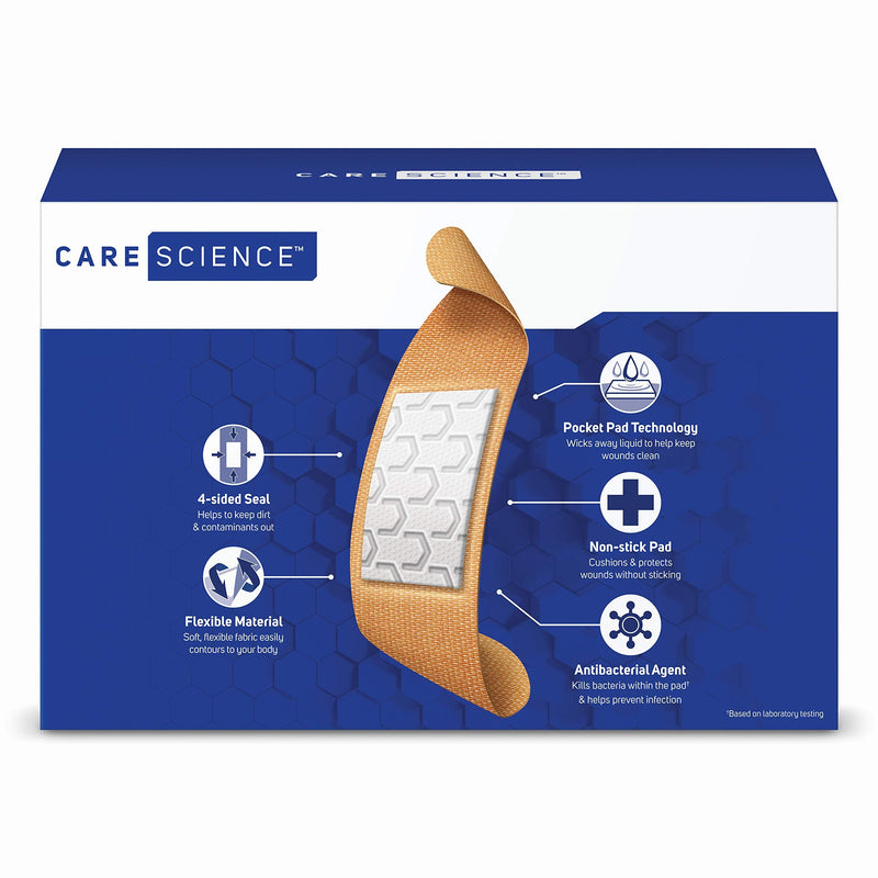 Care Science Fabric Adhesive Bandages, 200 ct Bulk Assorted Sizes | FSA HSA Eligible | Flexible + Breathable Protection for First Aid and Wound Care 200 Count (Pack of 1)