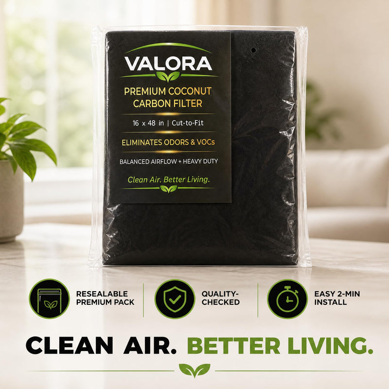 VALORA Premium Coconut Carbon Filter 16x48 Inch Air Purifier Pre Filter