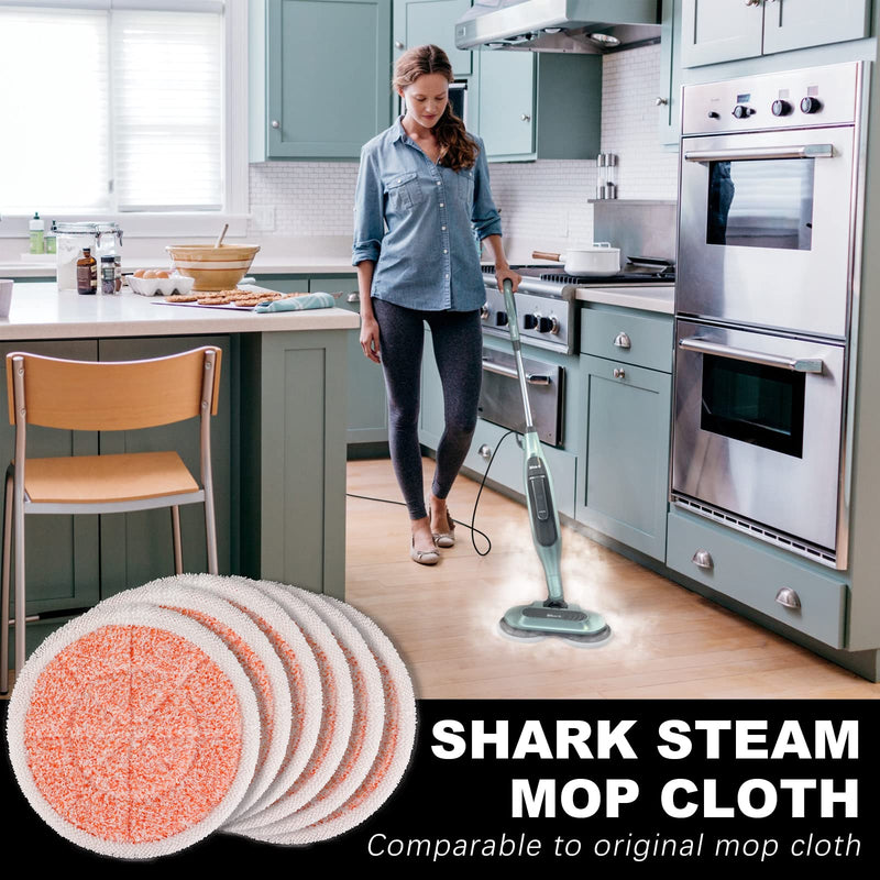 Pads for Shark Steam Scrub Mop: Fit for Shark S7001 s7020 s7000amz s7000 s7001tgt s7201 s8201 S7005 s8001 Series Rotating Steam Scrubber,Scrub Sanitize at The Same,Round Scrubbing Mop Replacement Pad 6 Pack