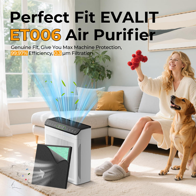 Air Purifier Replacement Filter for ET066 Pet Dander Version, 2 Pack Green