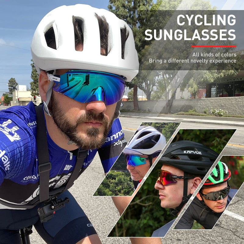KAPVOE Cycling Glasses Mountain Bike Sunglasses MTB Windproof Motorcycle Goggles Men Women Triathlon Sports Running - K2 Black Blue