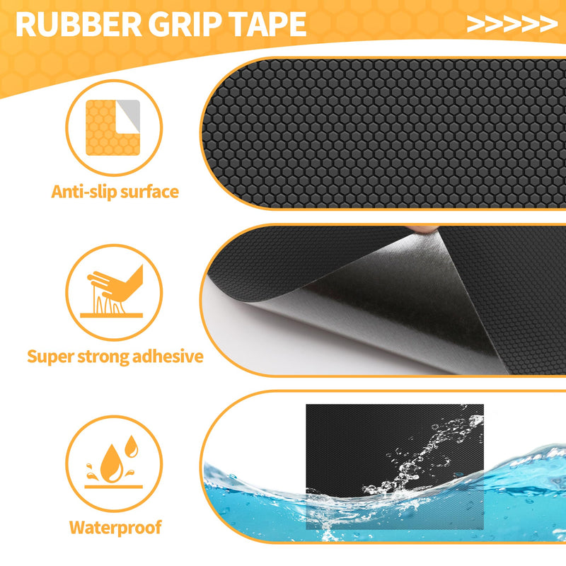 Aobrill Rubber Grip Tape, 6 Pcs Strong Adhesive Non-Slip Tape, Enhanced Cuttable, Heat Resistant, Customizable with Grip for Handles and Contact Surfaces (Black, 6In x 9In) 9In x 6 In Black