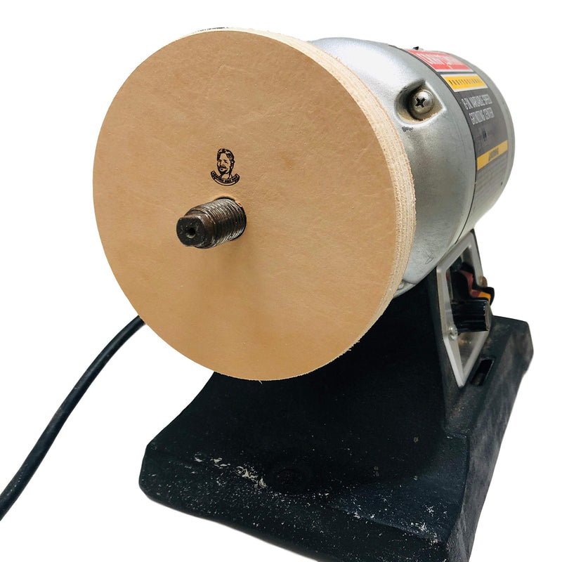 5" (3/4" Width) Leather Honing Wheel - Fits 5/8" Arbor - Buffing Compound Included