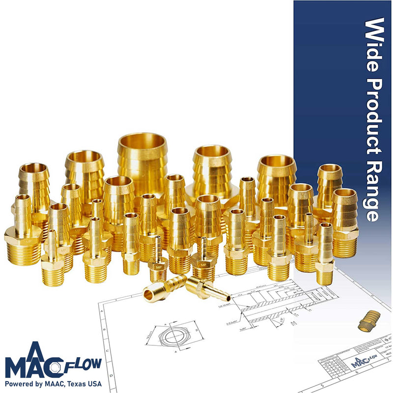 MAACFLOW Brass 3/4" Male NPT to 3/8" Hose ID Barb Barbed Hose Fitting Adaptor Connector (Pack of 1) 3/8" Barb x 3/4" Male NPT Pack of 1