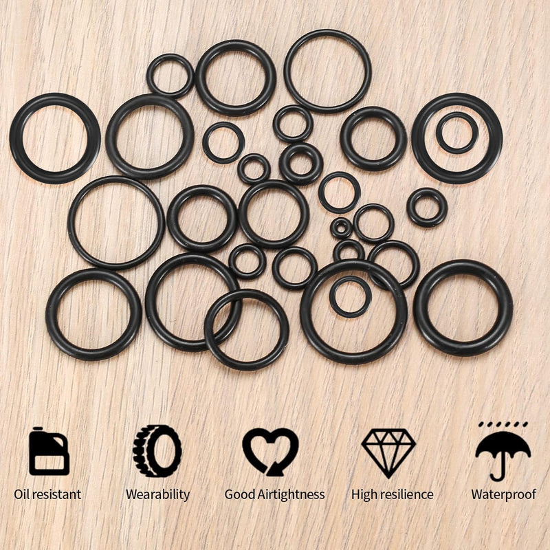 O Ring Assortment Kit, 360 Pcs Rubber Washer Orings, 24 Sizes Pressure Washer O Ring Kit for Faucet, Hose, Automotive, Air Gas Plumbing Sealing Repair O Rings, Black A-360 PCS
