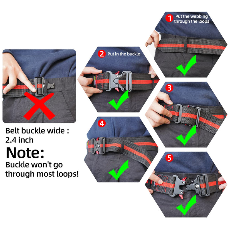 MELOTOUGH 2" Nylon Web Work Tool Belt for Men with Heavy Duty Quick Release Rugged Metal Buckle outdoor men's belt Tool Belts (Black) WB006-Black 2 inch