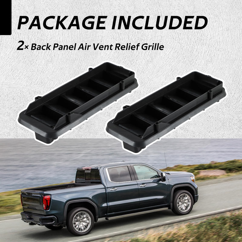 2PCS Upgraded Back Panel Air Vent Relief Grille, Cabin Pressure Air Vent Relief Valve Panel Grille Compatible with Colorado Silverado 1500 2500 3500 Sierra 1500 2500 3500 Replace#: 13596856