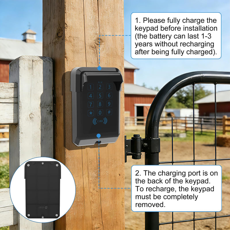 TKM-03 Wireless Touch Panel Gate Keypad with Outdoor Keypad Cover Digital Code Entry Access Control for GYXEL & JUJIANG Automatic Swing Gate Opener Operator Accessories