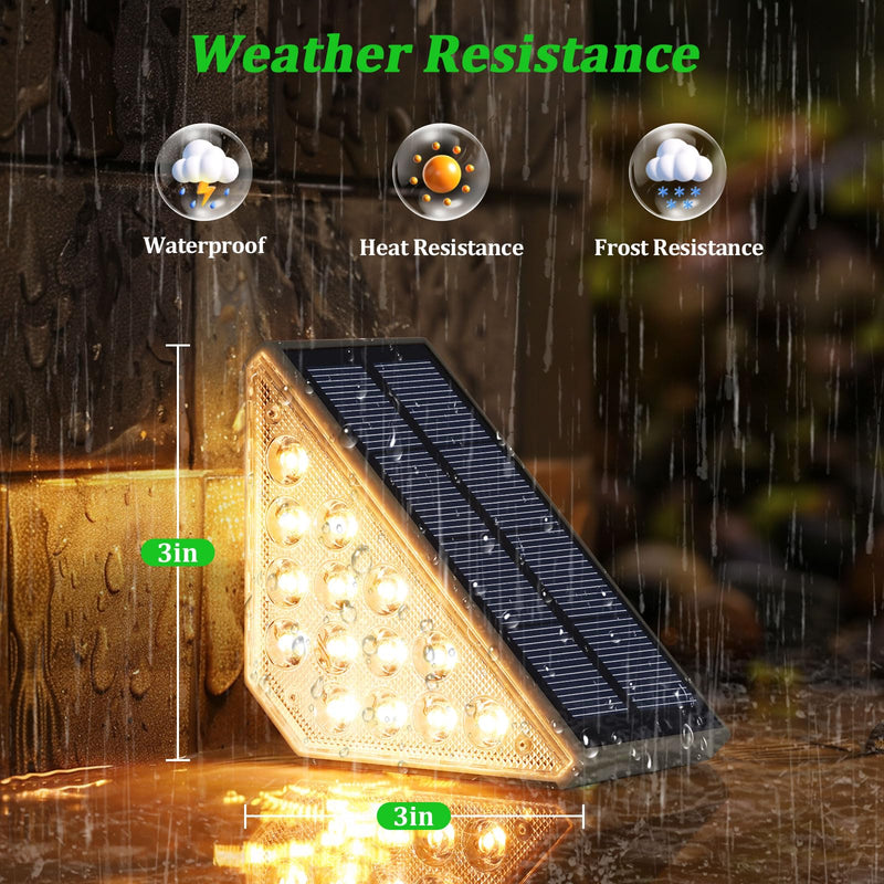 6 Pack Solar Stair Lights for Outside, Upgraded 2-in-1 Solar Powered Step Lights Waterproof IP67, Warm White/Cool White, Auto On/Off Outdoor Light for Deck Patio Front Porch Garden Walkway Yard 6-Pack