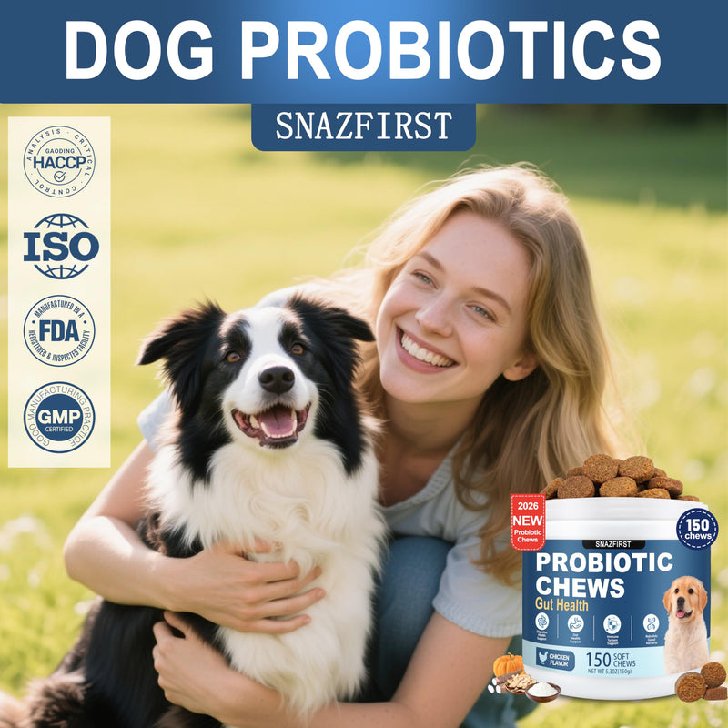 Probiotics for Dogs, Dog Probiotics Chews for Digestive Health & Gut Health, Improve Immune System,Constipation & Diarrhea Relief(Chicken Flavor, 150 Chews) 150 CHEW