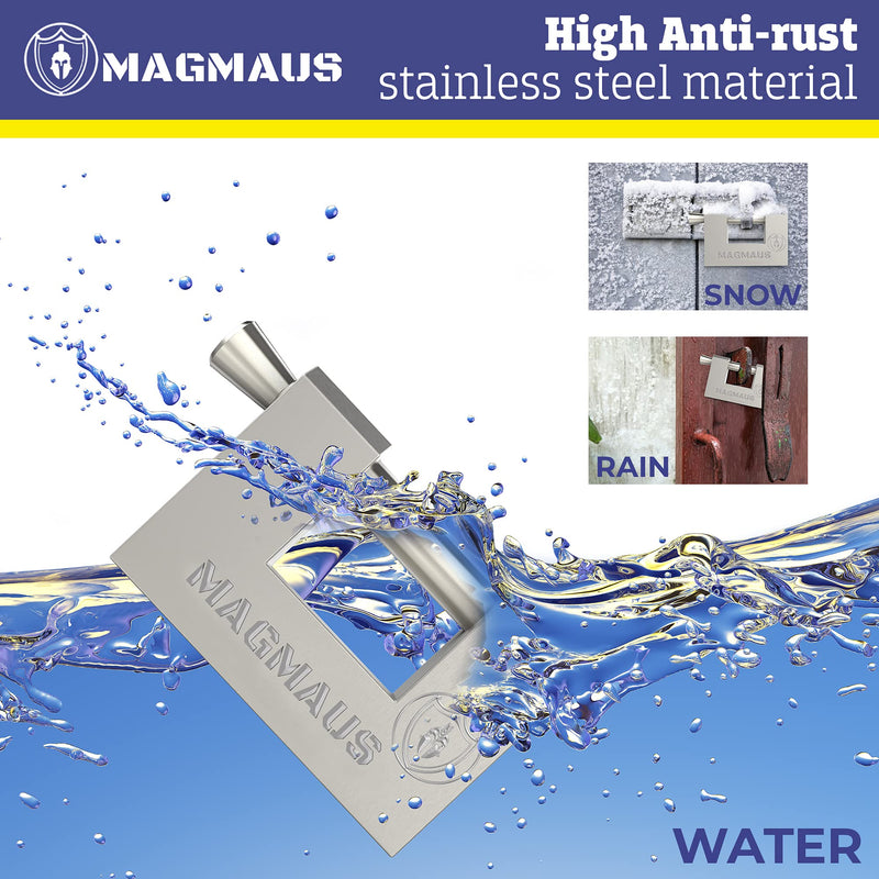 Magmaus® RTL80 [Armoured] High Security Padlock – Heavy Duty Container Lock with 0.74” Shackle Clearance & 0.39” Thick Bolt – Weatherproof Outdoor Lock for Storage Unit, Shed, Gate, Garage - 3 Keys 80 mm 1 Pack - 3 Keys Silver