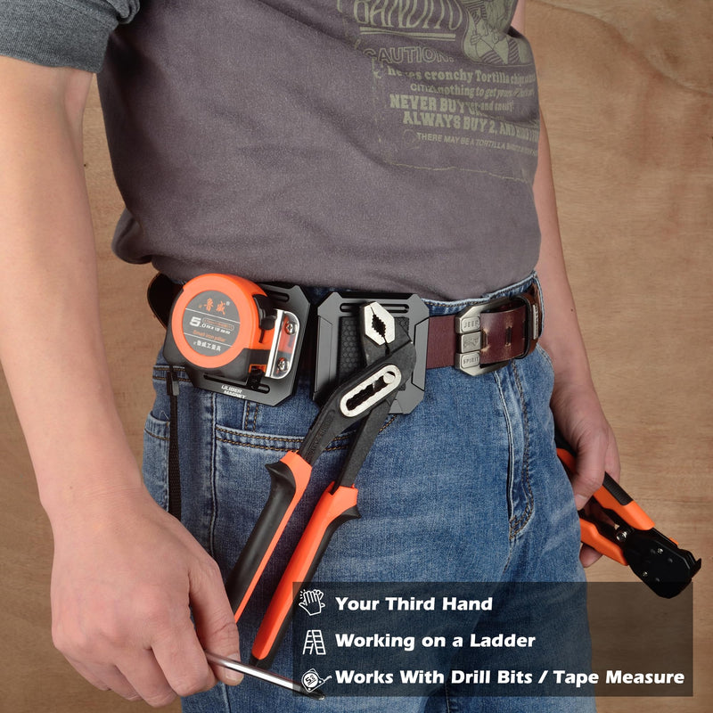 ULIBERMAGNET Drill Holder Belt Clip,Heavy Duty Clip-On Tape Measure Belt Holder,Soild Aluminum Tools Holster with Belt Clip Hook for Cordless Drill,Impact Driver,Tape Measure,Tools with Hanger Clips