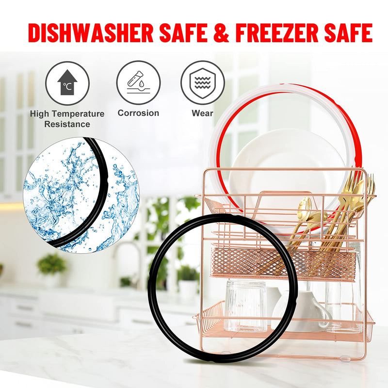 Mocoosy Silicone Sealing Ring for InstaPot 8 qt, Insta Pot Seals Replacement Gasket 8 Quart Insta Pot O-Rings, BPA-Free, Food-Grade Silicone, Insta Pot Accessories for Instant Pot IP-DUO80 IP-LUX 8 Red & Black & Clear