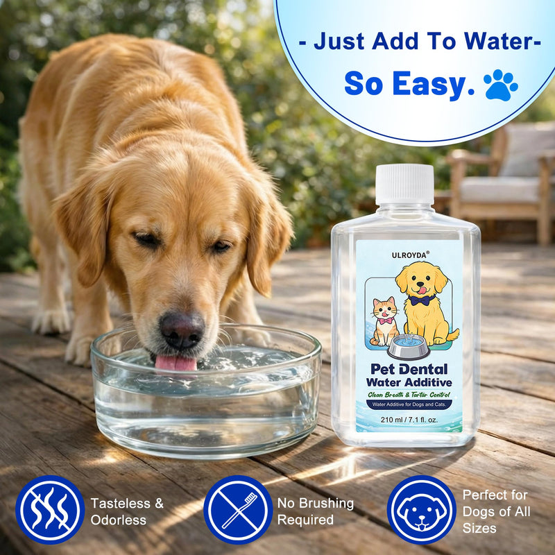 Pet Dental Water Additive for Dogs & Cats - Better Alternative to Dog Dental Spray & Brushing - Dual Enzyme & Probiotic Teeth Cleaner - Reduces Plaque & Tartar, Freshens Breath - 7.1 FL OZ