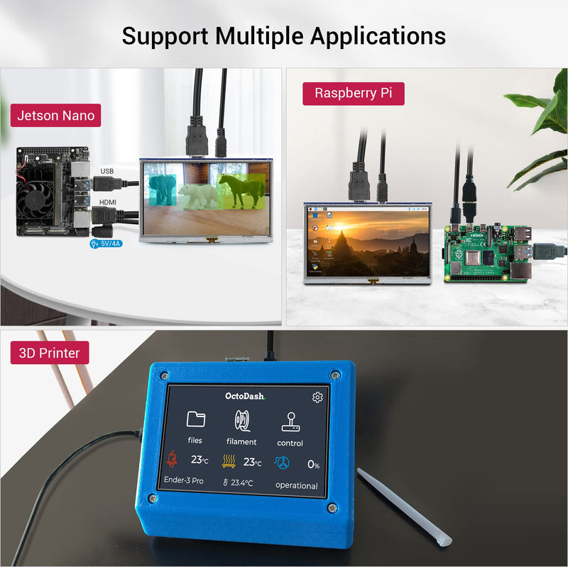 ELECROW 5 Inch Touchscreen for Raspberry Pi Screen 800x480 TFT LCD Screen Monitor Compatible with Raspberry Pi 5 4 3 Black Banana Pi Jetson Nano Windows 11 10 8 7