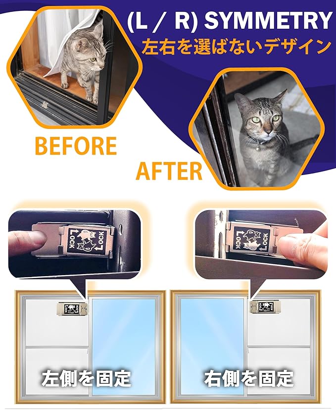 Screen Door Lock, Cats Give Up Escape, Screen Door Stopper, Cats, Screen Door Escape Prevention, Auxiliary Lock, Symmetric Design, Cute Cat Stickers, Window Lock Stopper, Child Safety Lock, Sash Lock, - NewNest Australia