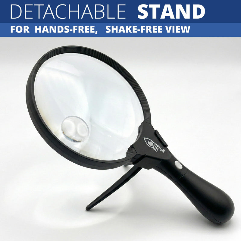 Large 5.5" Magnifying Glass with LED Light (USB Rechargeable) and Hard Case — 3.0X Handheld Illuminated Magnifier Loupe for Reading, Low Vision, Jewelry, Coins, Hobbies, Fine Print. 5.5 inches