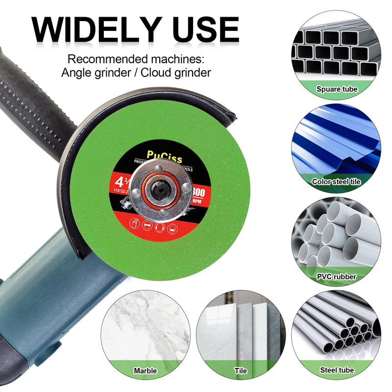 4-1/2 Inch Glass Cutting Disc for Angle Grinders, Diamond Saw Blades Wheel Multi-Material for Grinding Ceramic, Crystal, Tile, Wine Bottle, 7/8" Arbor - 5 Pack. 4-1/2"