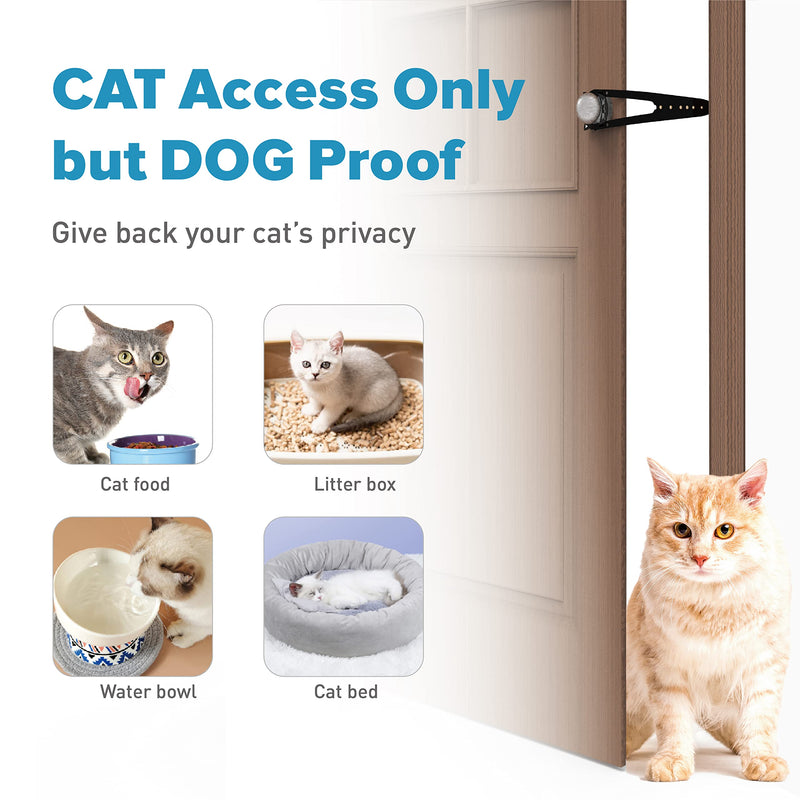 Cat Door Latch with Stabilizer, 7 Sizes Adjustable Cat Door Holder Latch, Keeps Dog Out of Litter Box, No-Drill Alternative to Pet Gates & Interior Cat Door, Black, 2 Packs Black 2 Packs