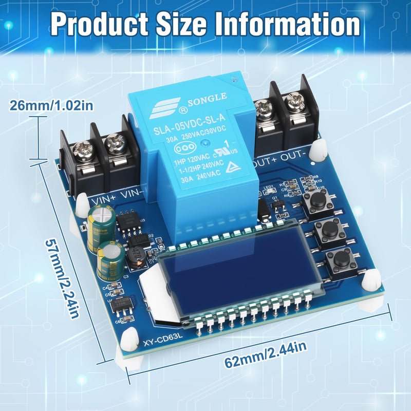 2PCS Low Voltage Cutoff Controller DC 6-60V 30A Low Voltage Disconnect Charging Discharging Protection Module with LCD Display Controller Protection Switch Module 2 PCS