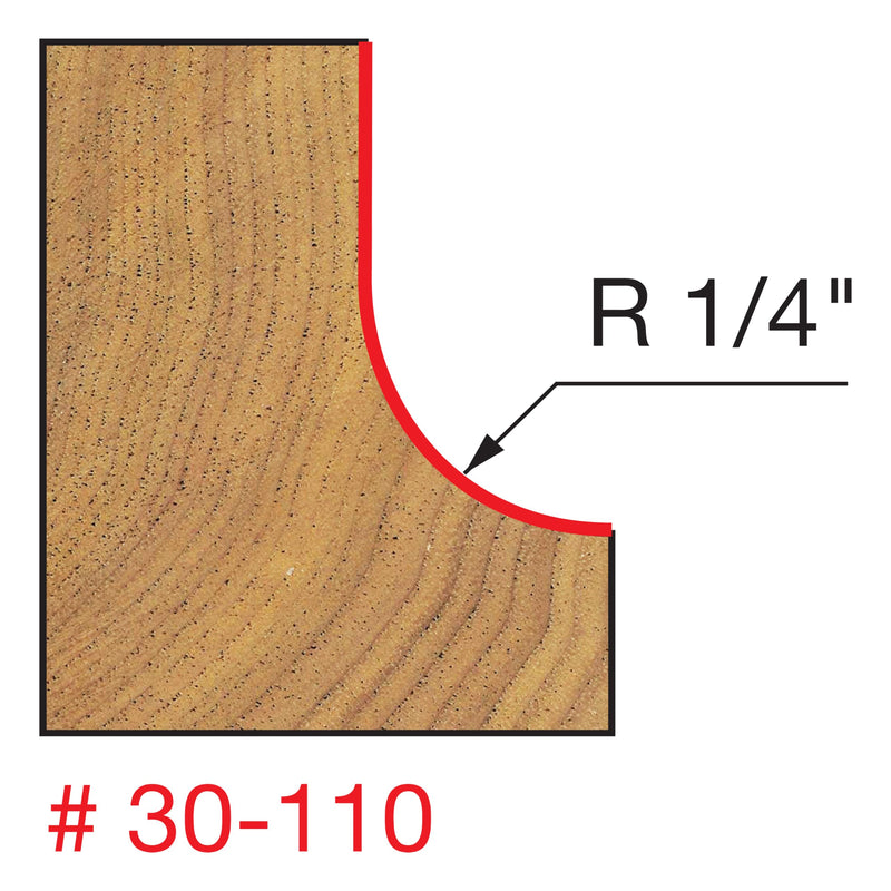 Freud 30-110: 1/4" Radius Cove Bit with 1/2" Shank One Size Classic