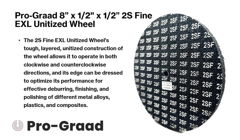 EXL Unitized Wheel, Silicon Carbide, 8" Diameter x 1/2" Wide x 1/2" Arbor, 2S Fine | 15844 | (Pack of 1) 8" x 1/2" x 1/2"