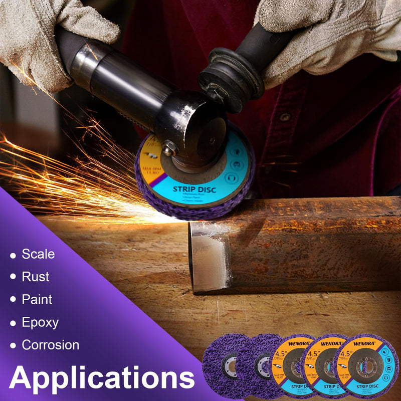 5 Pack Strip Discs Stripping Wheel for Angle Grinder, 4-1/2" x 7/8" Strip Discs Stripping Wheel, Clean and Remove Paint Coating Rust Welds Oxidation 5