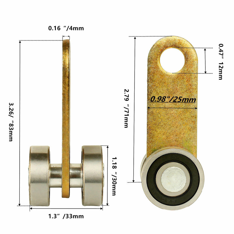 2 Wheel Trolley Assembly Rollers Cable Trolley System, Silent Two Bearing Trolley Assembly for Use with 1-5/8" Wide and All1-5/8"Or Taller Strut Channel （2pcs）