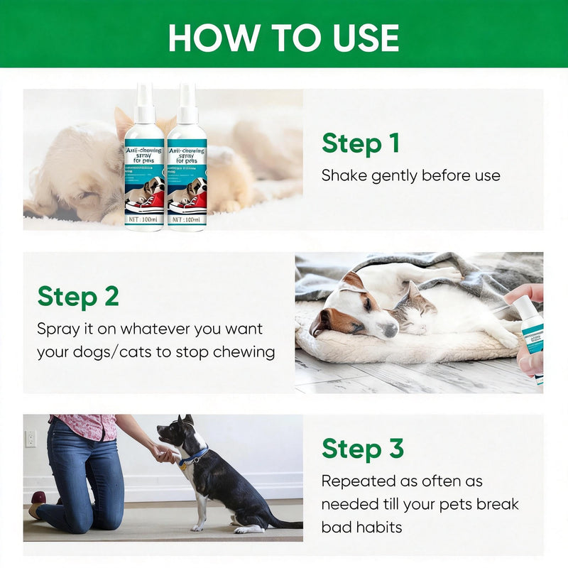 2 Pack Bitter Apple Spray for Dogs, No Chew Spray for Dogs, Natural Training Aid for Dogs & Puppies, Stop from Chewing and Biting on Furniture, Shoes, Plants, Indoor & Outdoor Use