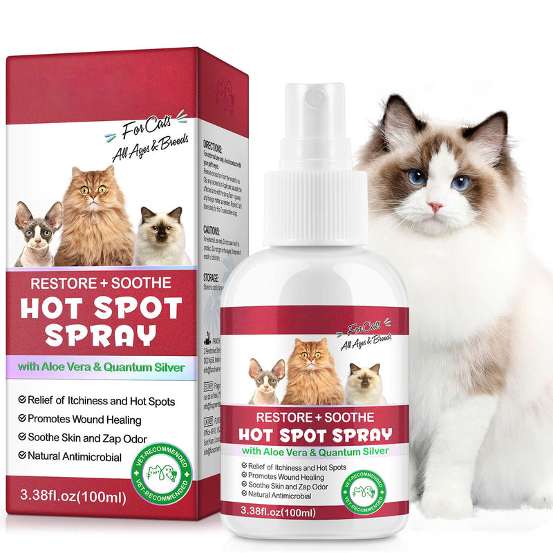 VOSIFSDIY Hot Spot Spray for Cats, Itch Relief for Cats, Relieve Irritated Skin, Long Lasting Moisturizing, Emotional Soothing,Pure Plant-Based Ingredients-100ml(2PCS) 2PCS