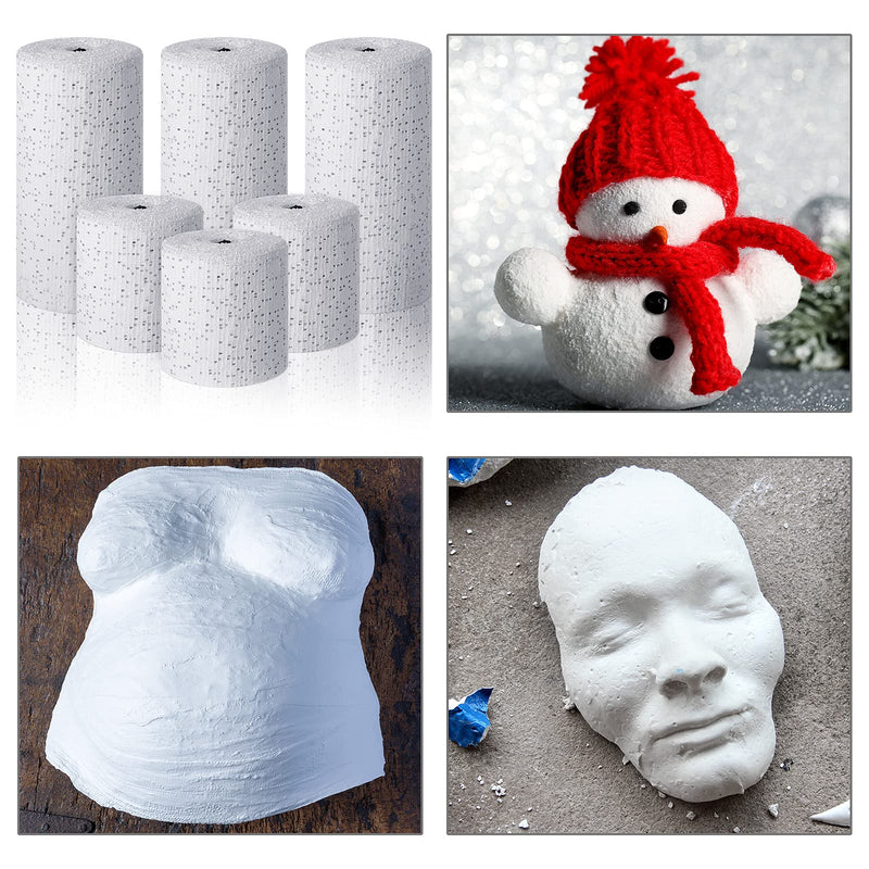 Nuanchu 6 Rolls Plaster Cloth Gauze Bandage Undercast Padding Wrap Use Strips Wrap Cast Material for for Project, Mask Making, Sculptures, Body Casts, Scenery Construction (1.97 x 3.93 Inch White)