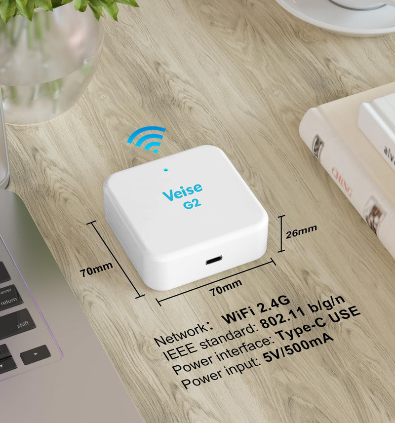 Veise G2 Gateway, Smart Lock WiFi Gateway, Paired with Smart Door Lock to Realize APP Remote Control, Compatible with DD Lock APP and TT Lock APP