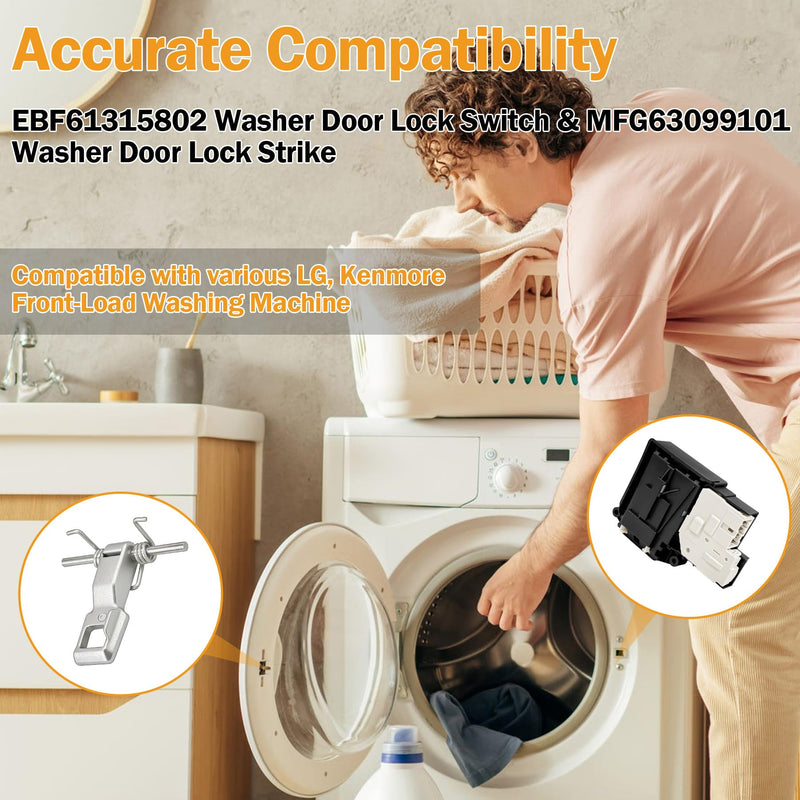 EBF61315802 MFG63099101 Washer Door Lock & Strike Kit for LG Kenmore WM4000HWA WM3670HVA WM3770HVA | WM3600HVA WM8000HVA EAP7792232 PS7792232 AP5672154 2667085 EBF62534401 Washing Machine