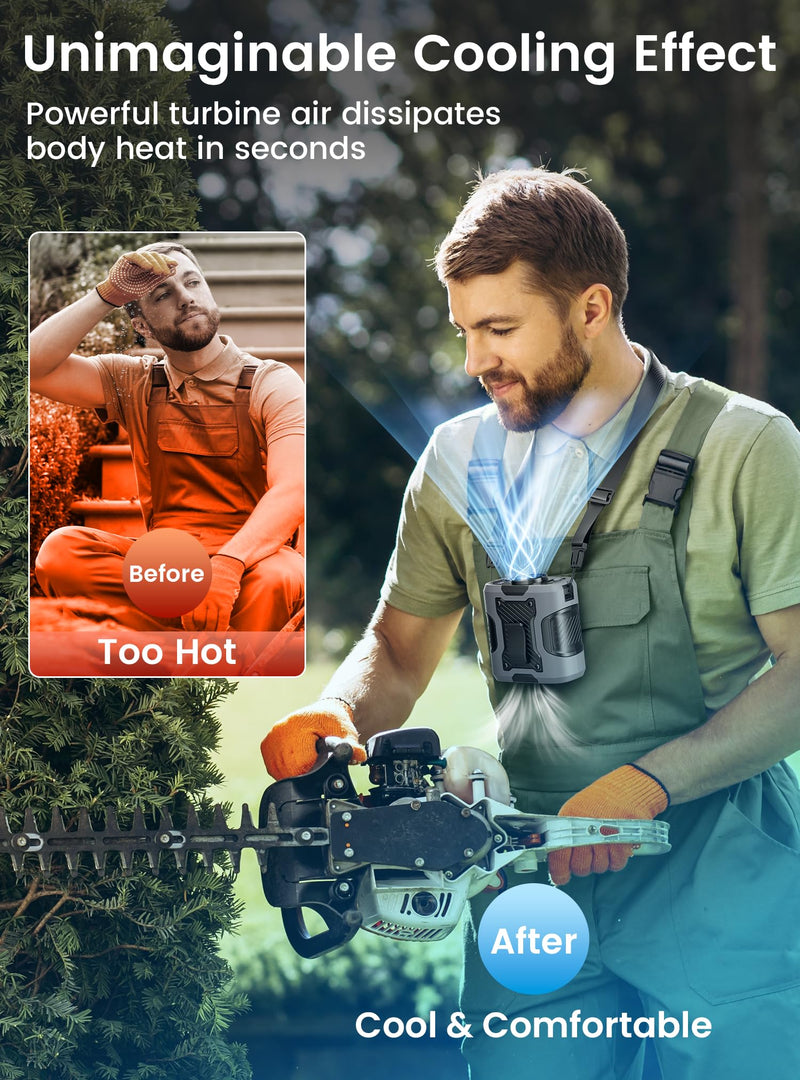 Koonie Portable Waist Clip Fan, Wearable Belt Personal Device with 100 Levels Speeds, Rechargeable Battery Supports 24H Working Time, Cool Clip Fan Under Shirt for Outdoor Work Camping Travel Gray