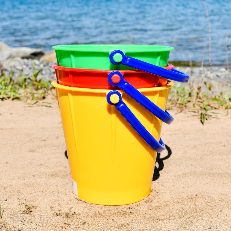 Spielstabil Beach Toys Bundle - Large Sand Pails (3 Pack) - Sand Buckets for Kids and Toddler Beach Essentials for 2.5 Years and Up, Outdoor Play Equipment Three Pack (Colors Vary)